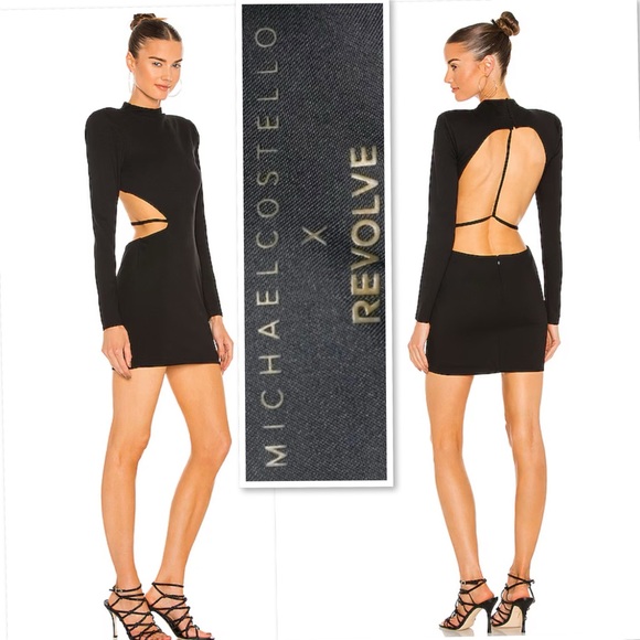 Michael Costello x REVOLVE Zola Mini Dress in Black Size M - Picture 1 of 14